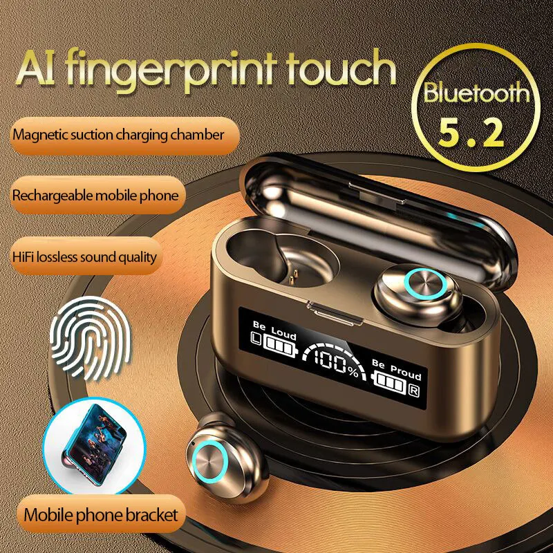 

Wireless Earphones F9 TWS Headphone 9D Stereo Music Headset Bluetooth-Compatible 5.0 Touch Earbud With 2000mAh Charging Box