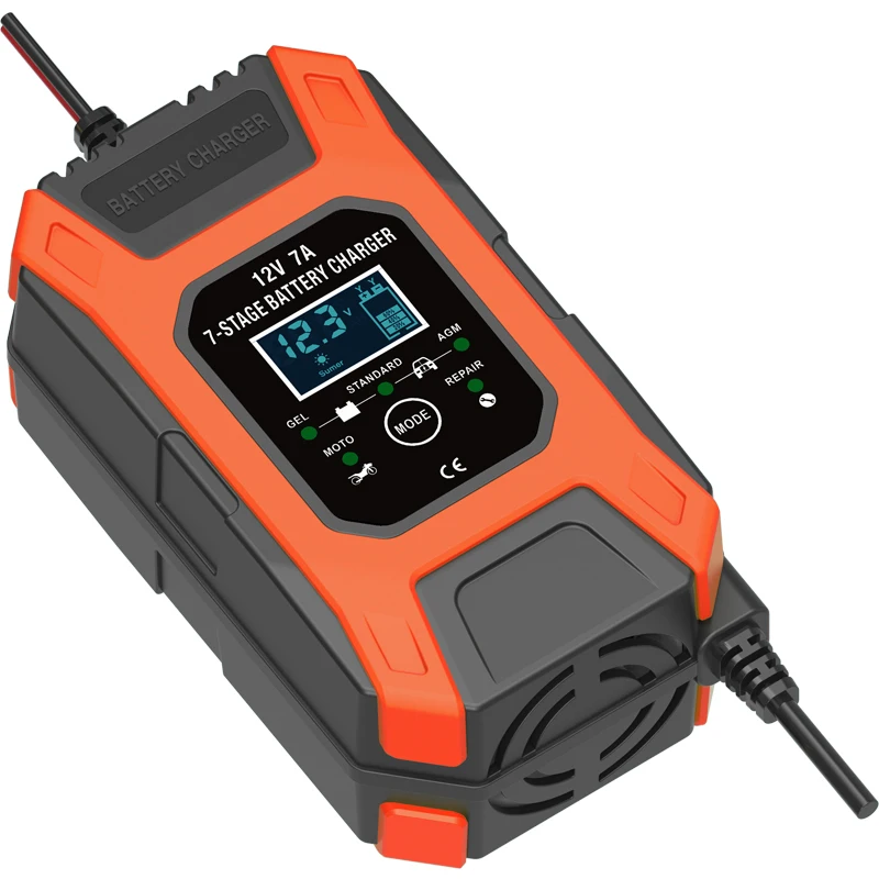 

FOXSUR 12V 7A Car Motorcycle Battery Charger, 7-stage Battery Charger, for Lead GEL STD AGM Battery Charger, Pulse Repair