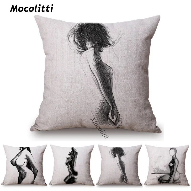 Карандашная живопись абстрактное обнаженное искусство сексуальная женщина