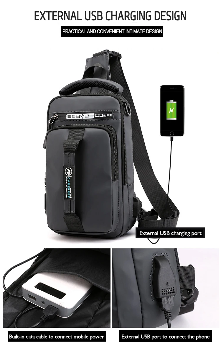 OZUKO New Multifunction Crossbody Bag for Men Chest Pack Sling&Double Shoulder Bag Male Waterproof Short Trip Messenger Bag