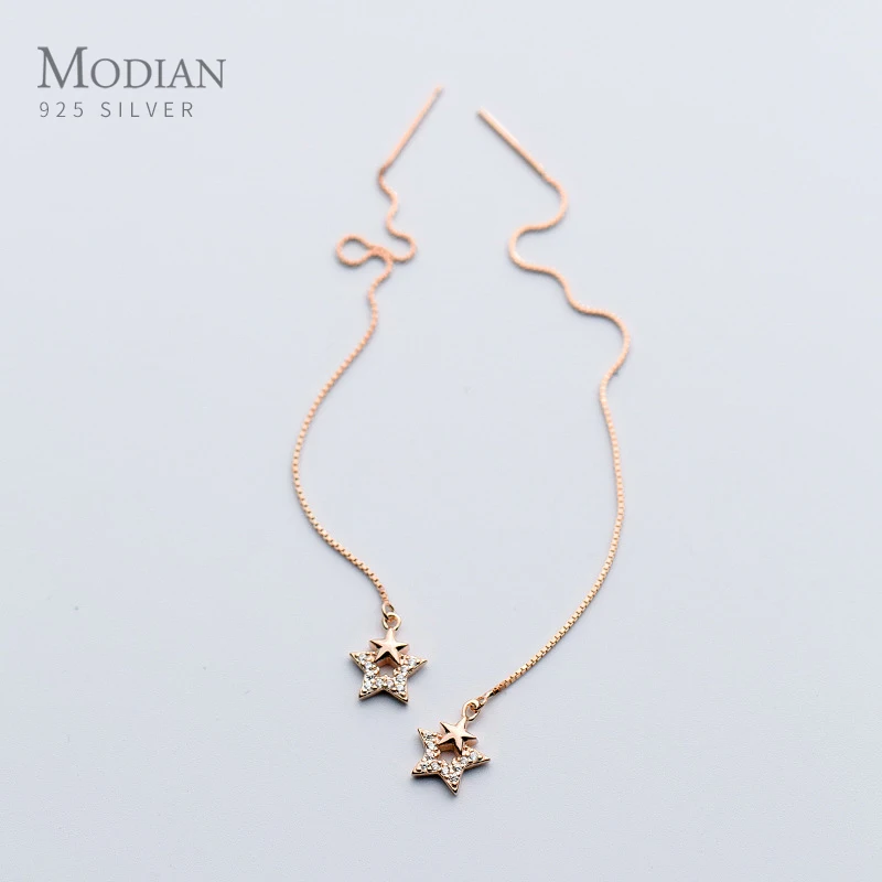 Modian модные длинные серьги-капли на цепочке для женщин 925 Stelring серебряные
