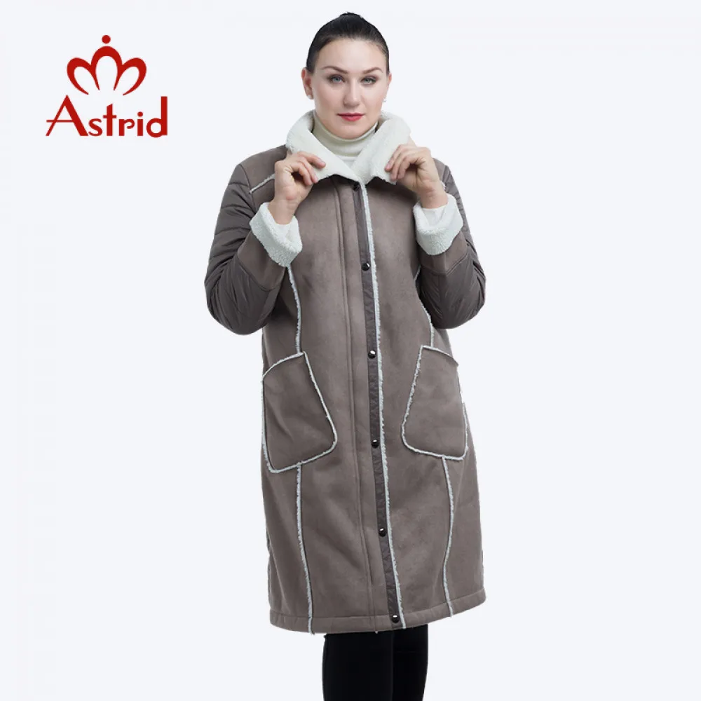 2019 Astrid новая зимняя куртка женская плюс размер парка однотонная кожаная одежда