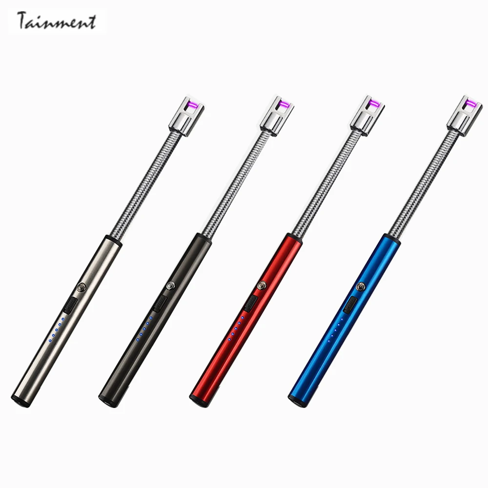 

New BBQ LED USB Electric Rechargeable Long Kitchen Gas Stove Lighter Windproof Plasma Arc Flameless Candle Lighters Outdoor