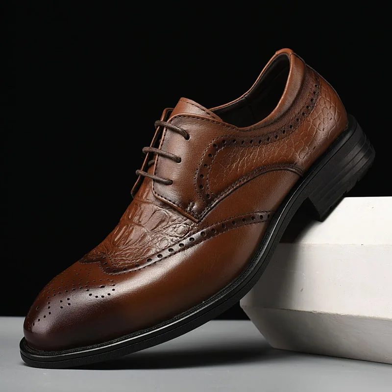 

Brogue Shoes Men Formal Italian Brand Business Shoes Men Oxford Leather Coiffeur Wedding Dress Elegant Shoes for Men Gentleman