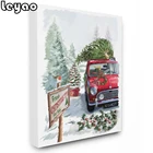 5d алмазная живопись, полная квадратная фотография, праздничная Рождественская елка на красном автомобиле, картины для алмазной вышивки