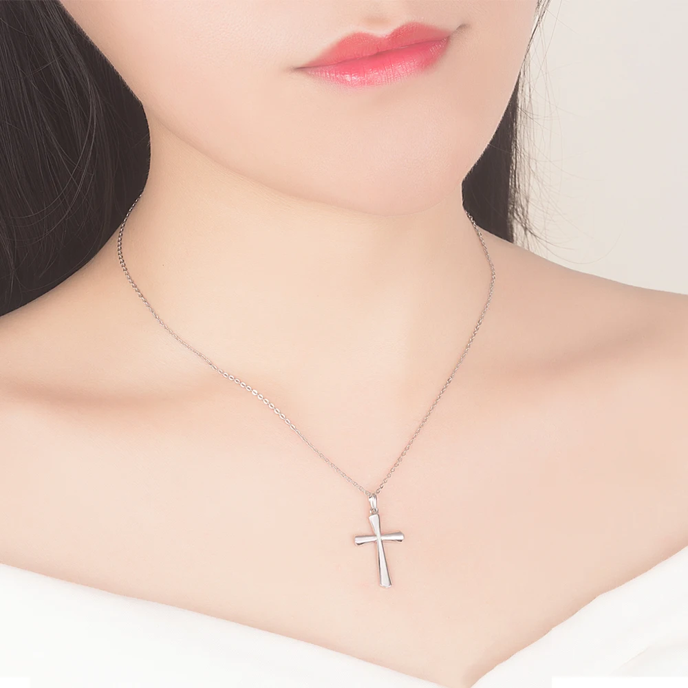Religious Style Jewelry Women's S925 Sterling Silver Cross Pendant Chokers Necklace Classic Solid Chain 45CM With Giftbox | Украшения и