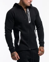 2020 autumn and winter mens new muscle fitness sports leisure sweatshirt zipper reflective strip hooded running top