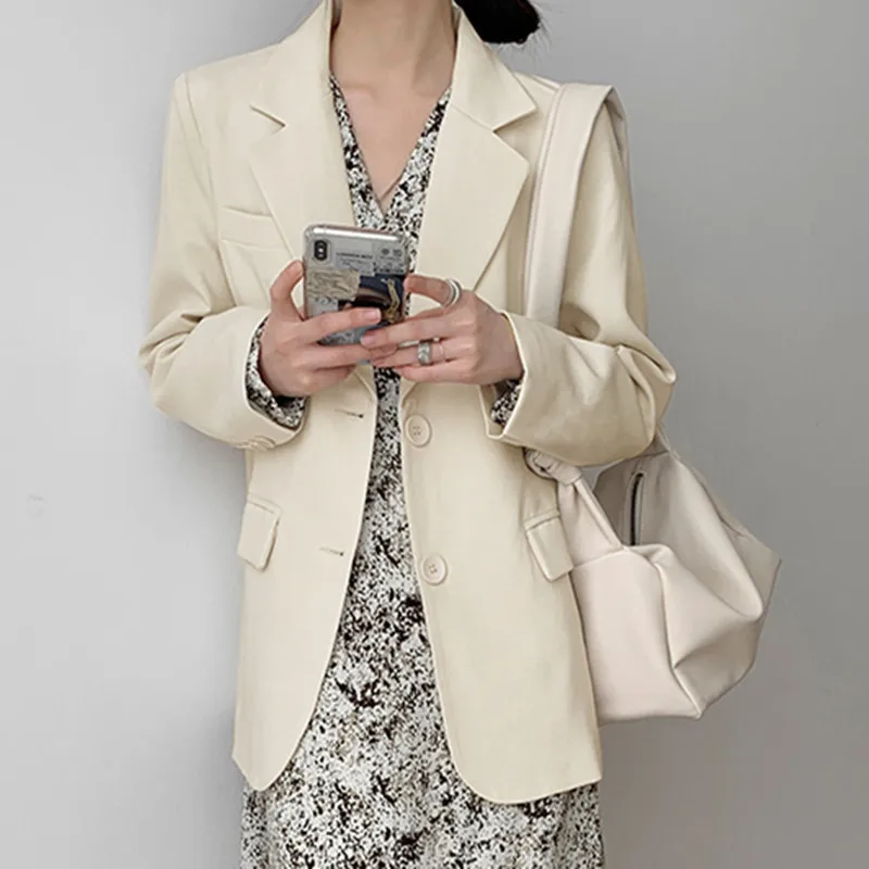 Корейский стиль свободный Блейзер Пальто для женщин розовый лето осень 2023 BF