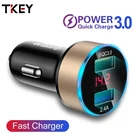 Автомобильное зарядное устройство TKEY, универсальное быстрое зарядное устройство с 2 USB-мобильный телефон и светодиодным дисплеем 3,1 а для xiaomi mi 9, Samsung S10 Plus, S9