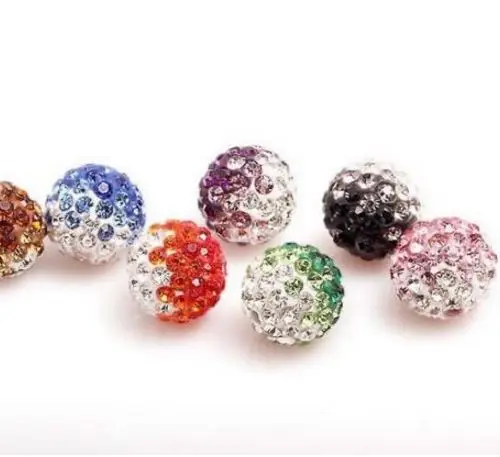

10mm 100pcs/lot Mixed Micro Clay Pave Disco Ball Gradual Change Beads jewerly making bead Lot loose igh4 crystal