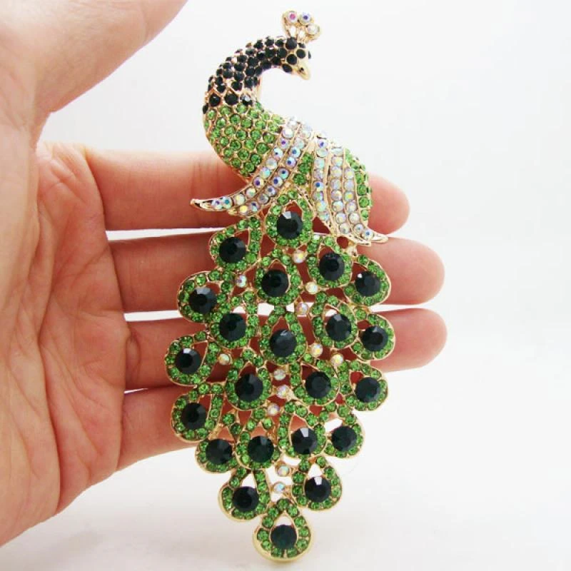 Rhinestones Peacock Brooches for Women's Luxury Clothing Accessories Elegant Banquet Wedding Jewelry Female Pin