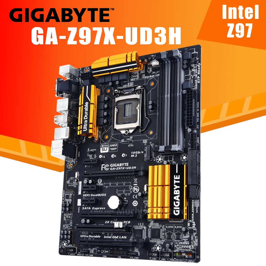 Оригинальная подержанная Материнская плата Gigabyte модель Z97 Socket LGA 1150 DDR3 USB3.0 SATA3.0 |