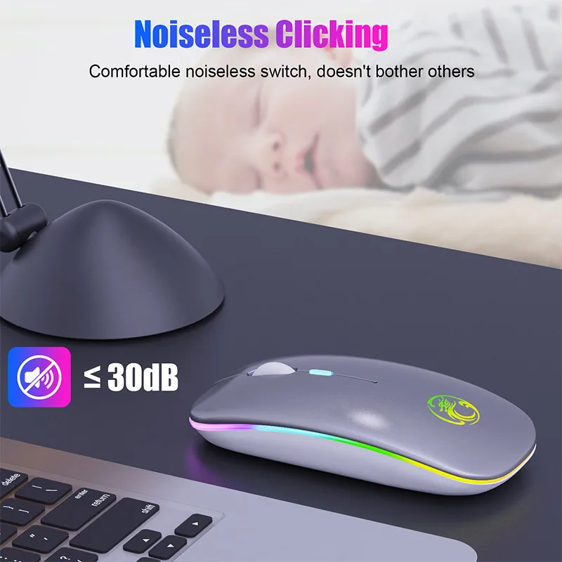 RGB Rechargeable Bluetooth Mouse Wireless Silent USB Ergonomic Light Mouse Gaming Optical PC Mice for Laptop LED Backlit