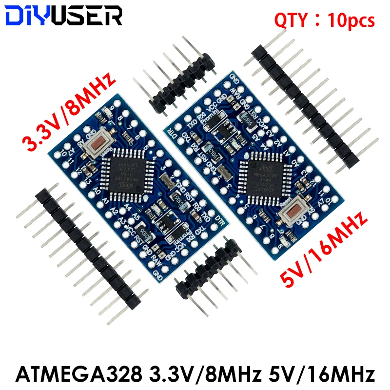 10 шт Pro Mini 328 3 V/8 M 5V/16M ATMEGA328 ATMEGA328P-AU V/8MHz 5V/16MHZ для Arduino | Электронные компоненты и