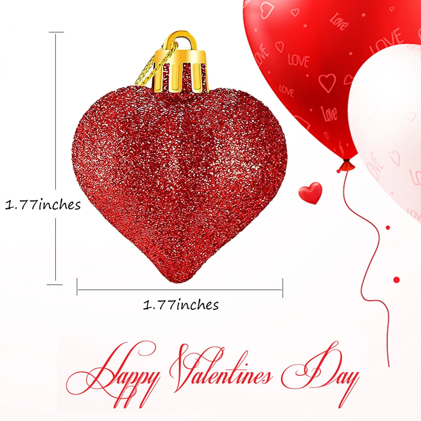 

24Pcs Valentine Decorations Heart Ornaments Romantic Valentine's Day Gifts Wedding & Engagement Anniversary Hanging Decoration
