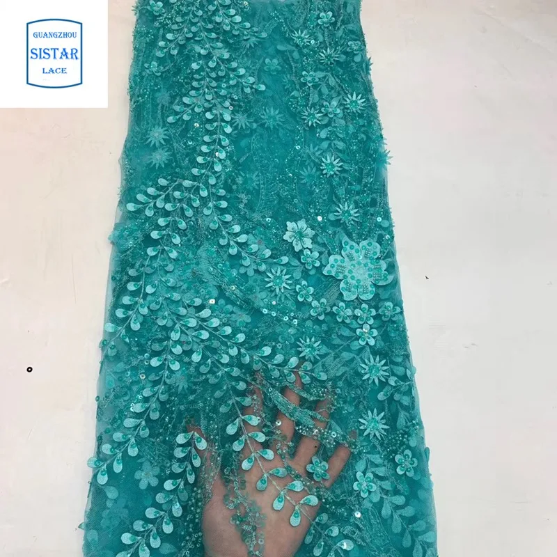 2020 African French Lace Fabric With Beads Nigerian Mesh Net High Quality 3d For Wedding Dress |