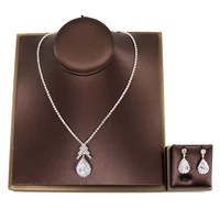 wholesale bridal wedding jewelry necklace earrings set fashion rhinestone shiny necklace pendant woman romantic elegant jewelry