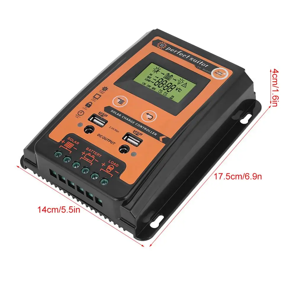 MPPT Контроллер заряда для фотоэлектрических систем 30A 50A 70A 12V 24V Dual USB Автомобильное