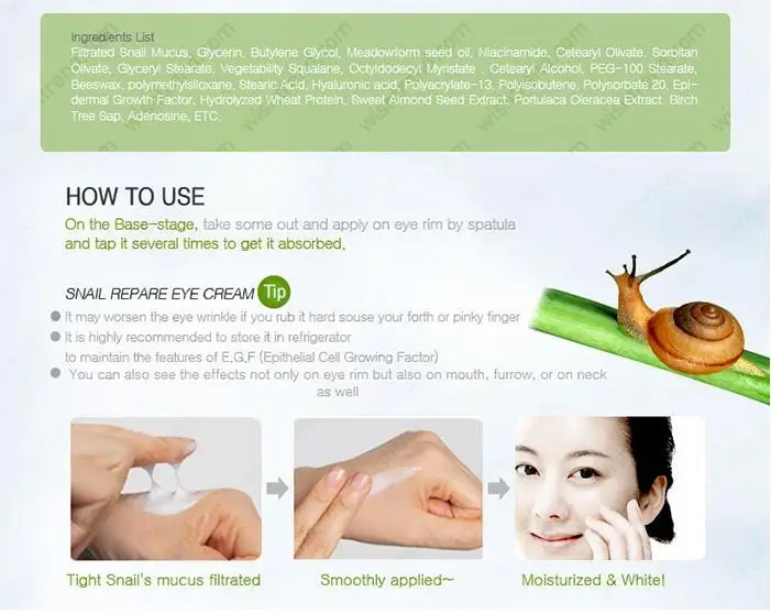 

MIZON Snail Repair Eye Cream 25ml Peptide Collagen Eye Serum Anti Wrinkle Whitening Firming Cream Remover Dark Circles Eye Care