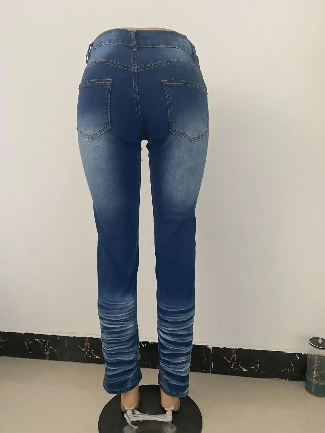 

Woman Jeans 2020 Fashion Female Skinny Pencil Pants Denim Blue Streetwear Vintage Pleated Ninth Jeans Femme Pantalones Plus Size