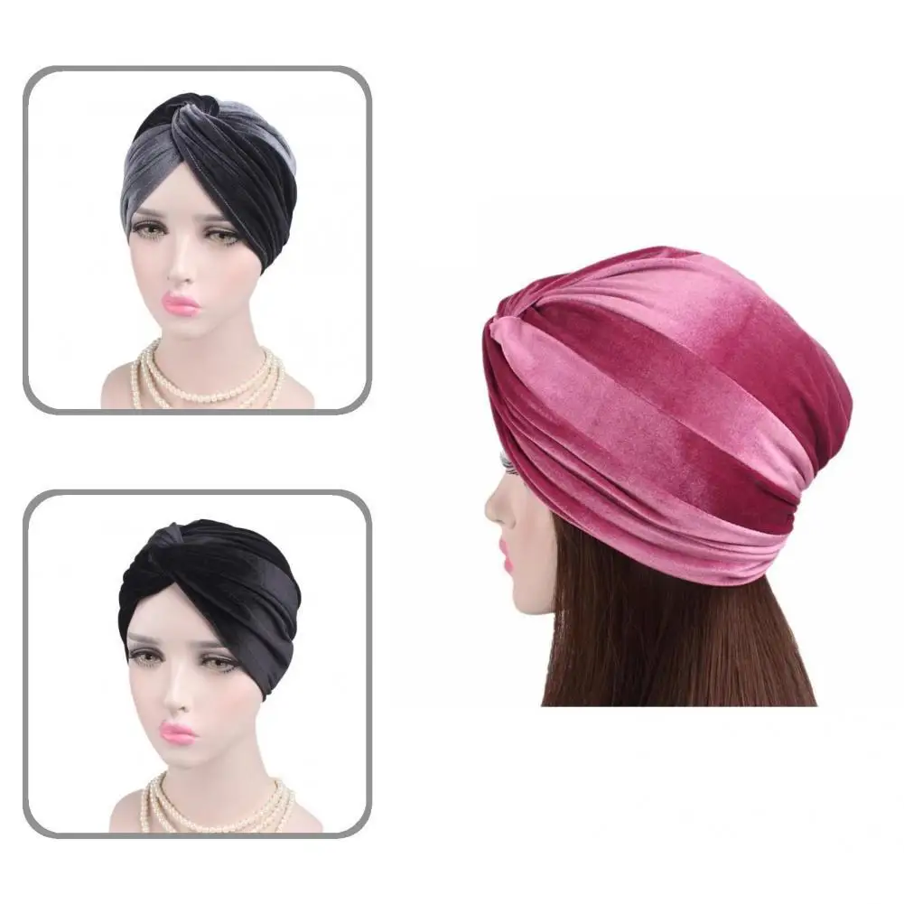 

Female Casual Brimless Pure Color Turban Cap Accessory Beanie Headwrap Solid Color for Spa