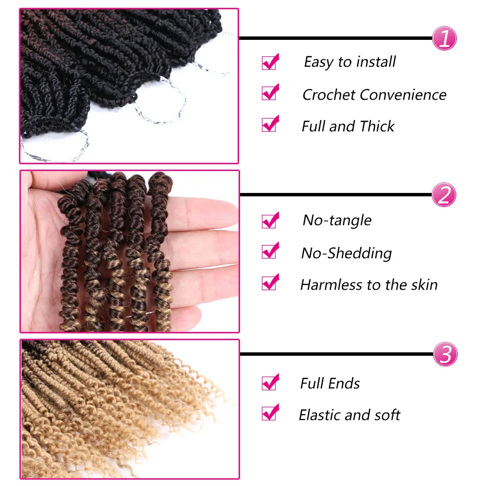 DAIRESS 12 &quotомбре бомба твист волосы крючком косички Весна Твист 24 корней страсть