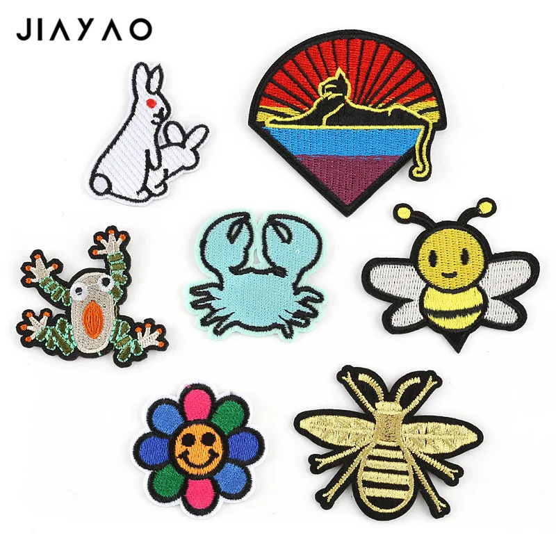 Вышитая нашивка с животными мультяшный краб лягушка значок обувной мешок