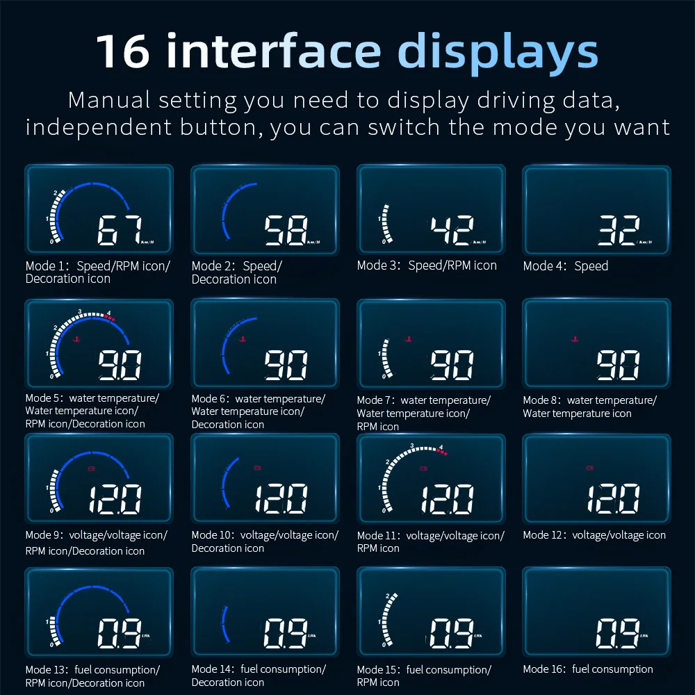 Автомобильный проектор на лобовое стекло M13 система предупреждения о превышении