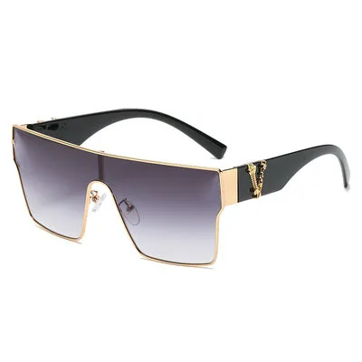 

New One-Piece Sunglasses For Couple Casual Fashion Sunglasses Metal Personalized Head Decoration Sunshade Tide Oumeifan 2021