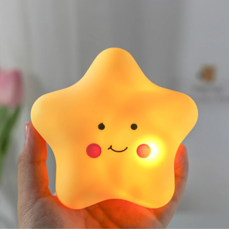 

Cute Star LED Lamp Night Light Mood Bedroom Decor Kawaii Nightlight Gift Children Kids Atmosphere Holiday Party Outdoor Lighting