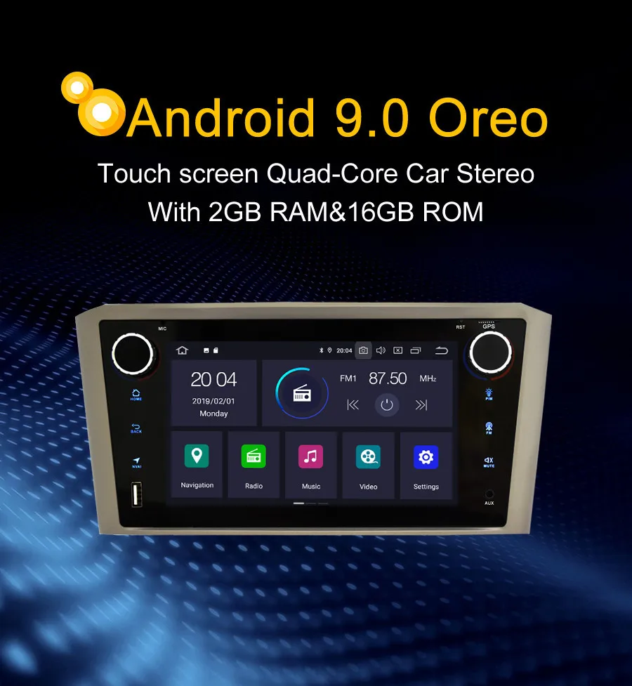 Android 9,0 автомобильный Радио dvd-плеер навигация для Toyota Avensis T25 2003-2008 gps стерео wifi Bluetooth мультимедиа