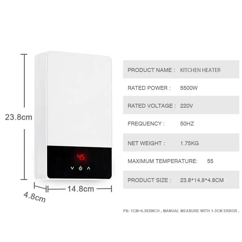

5500W Instant Water Heater Shower Bathroom LED Display Kitchen Induction Heaters Touch Heating Calentador De Agua Electrico 220V