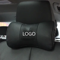 real cowhide 2pcs car styling leather car neck pillow head car headrest pillow cushion cover for cooper r56 accessories