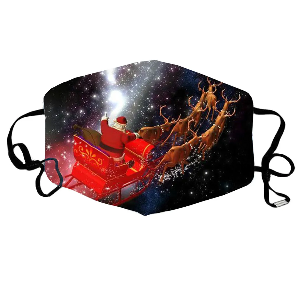 

Christmas Print Face Masks Resue Breathable Multi-purpose Face Cover Dustproof Adjustable Mask Mondkapjes Cover Mascarillas#E