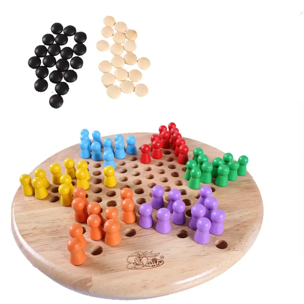 

Wooden Jumping Gomoku Wooden Six-Color Two-In-One Board Game For Children Board Games Educational Toys