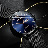 belushi fashion watch men steel mesh belt waterproof quartz wrist watch top brand luxury calendar date business mens watches