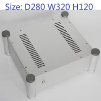 cueved design full sandblasting aluminum chassis diy power amplifier supply case audio silver switch preamp amp d280 w320 h120