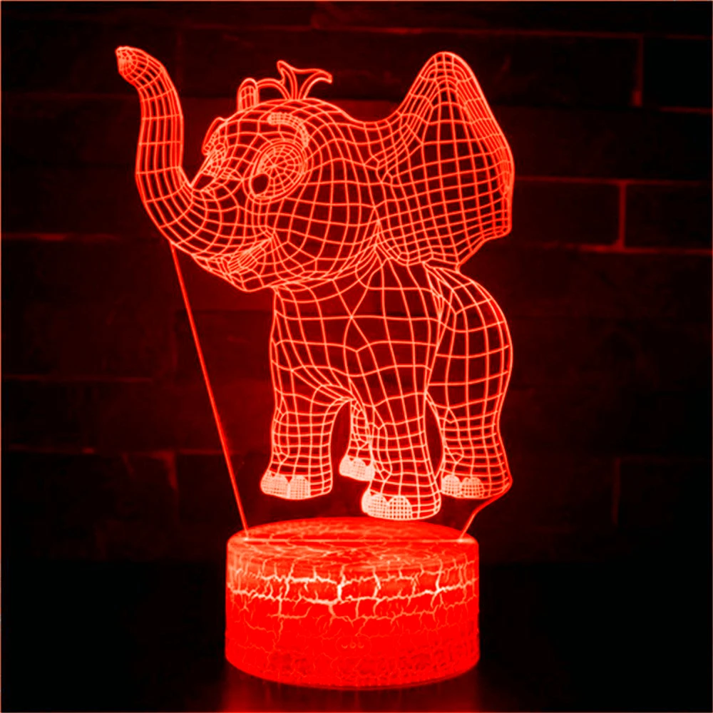 Статуя слона симпатичная детская скульптура 3D ночсветильник иллюзия модель