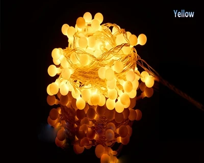 Yellow Водонепроницаемый светодиодный фонарь с матовыми шариками, сказочные огни 10 м 20 м 30 м 50 м 110 В/220 В, праздничное, свадебное, уличное, Рождественское украшение - Испускаемый цвет: Yellow