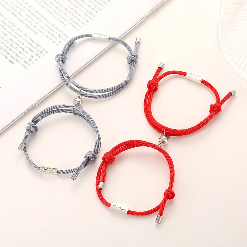 

2Pcs/SET Couple Minimalist Lovers Matching Friendship Bracelet Rope Braided Magnetic Distance Attract Bracelet Kit Lover Jewelry
