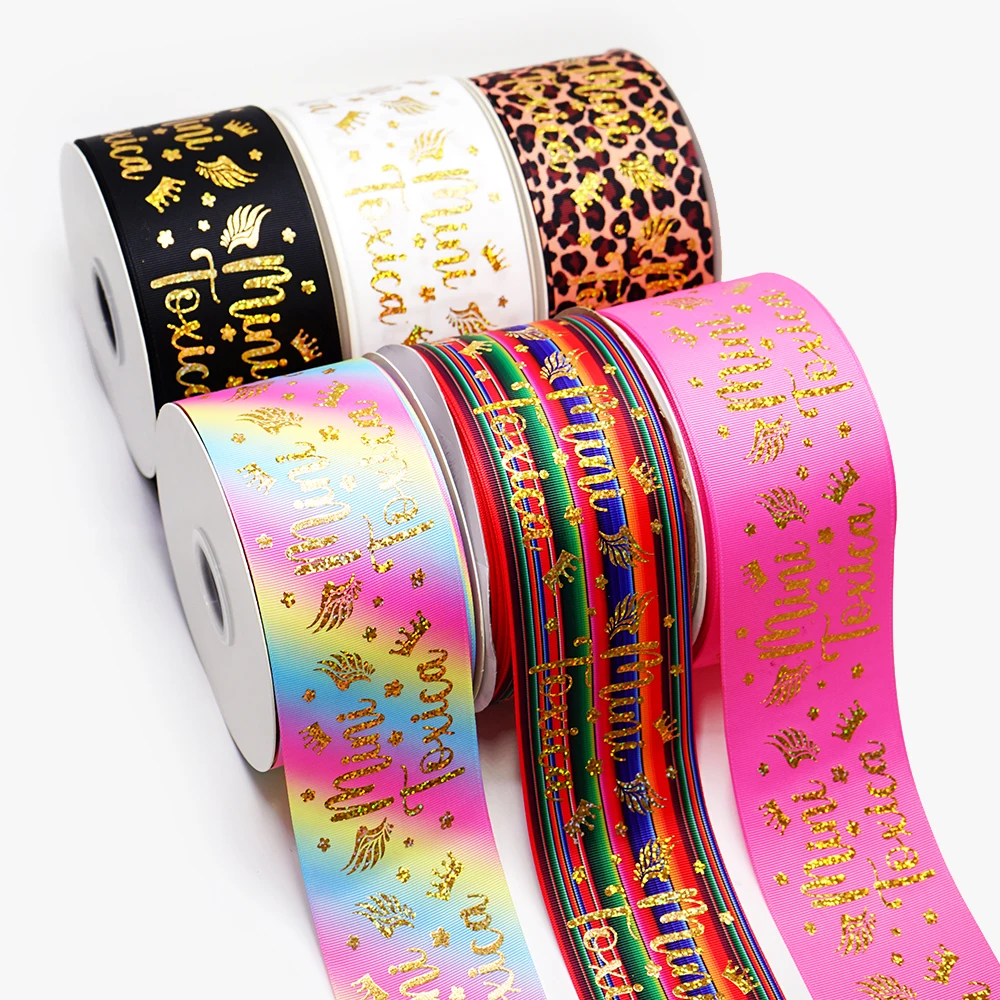 

DIY Handmade Materials La mini toxica grosgrain ribbon 5 yard per size printed cartoon ribbon foil ribbon