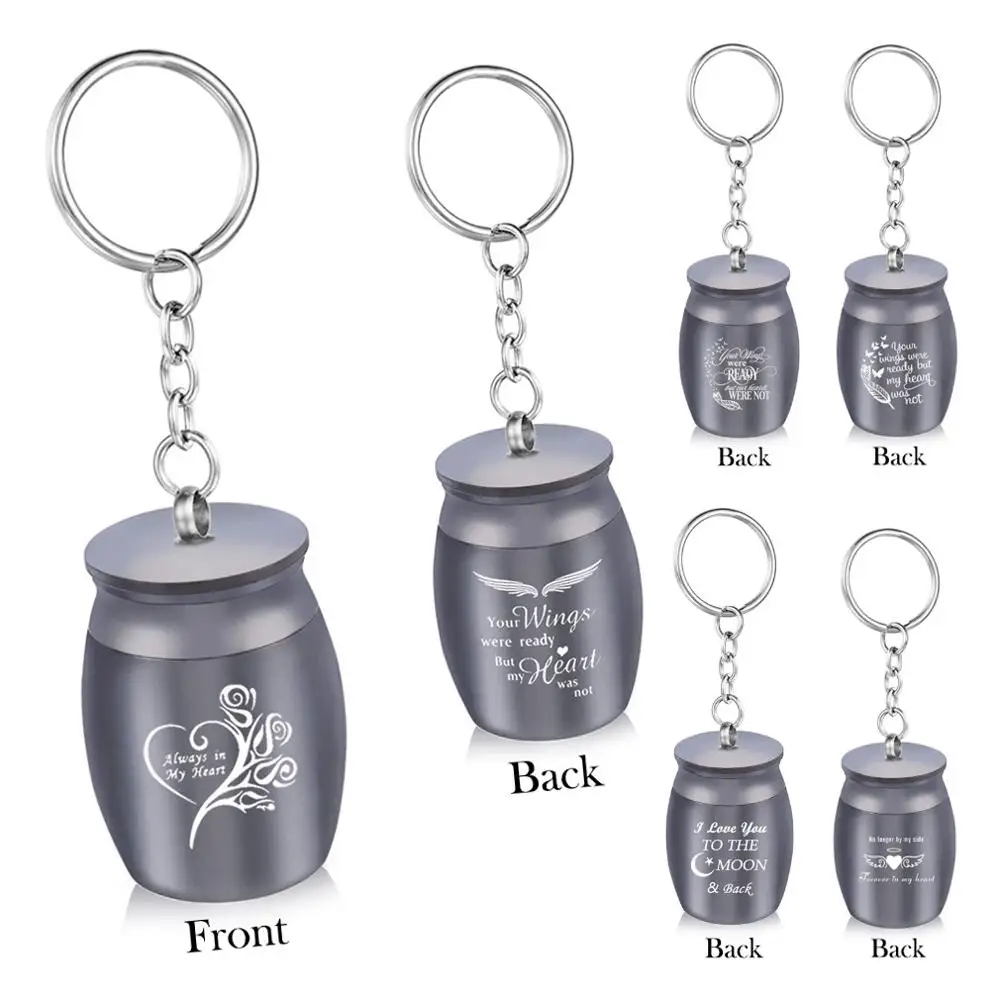 

Angel Wings Cremation Ashes Urn Keychain Always in My Heart Memory Key Jar-Funeral Urns for Human Ashes Pet Memorial Keychain