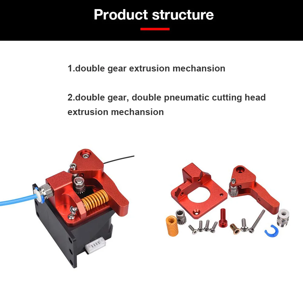 

Upgrade Dual Gear Aluminum MK8 Extruder Double Pulley Direct Drive Extruder Kit For CR10 CR10S PRO Pneumatic 3D Printer Parts
