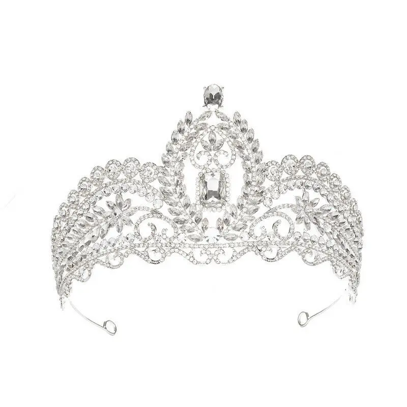 

9cm High Large Luxury Crystal Wedding Bridal Party Pageant Prom Tiara Crown Headband Headpiece Hair Jewelry Pins