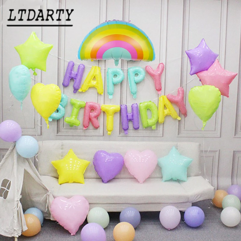 Макарон воздушный шар из фольги 16 дюймов днем рождения письмо латекс сердце