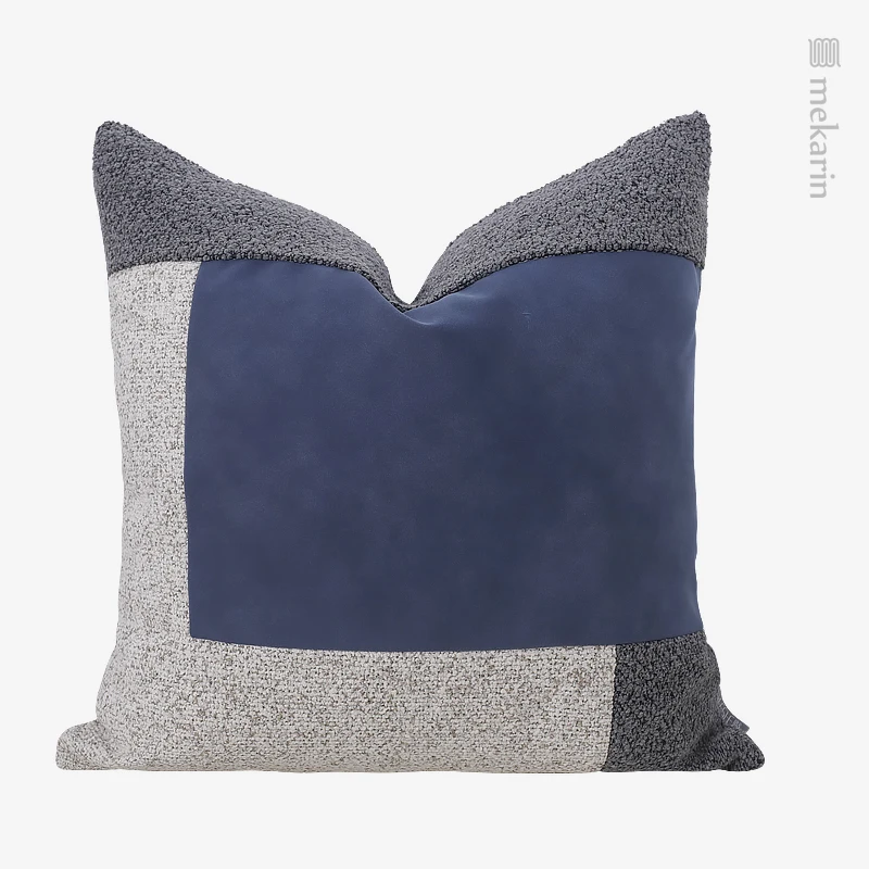 

Living room decoration Blue gray stitching square pillow waist pillow pillow simple designer living room sofa cushion