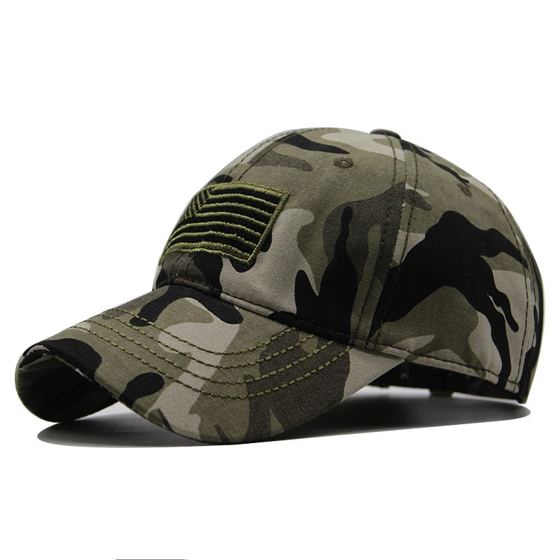 

New Men USA Flag Camouflage Baseball Cap Army Embroidery Cotton Tactical Snapback Dad Hat Male Summer Sports America Trucker Cap