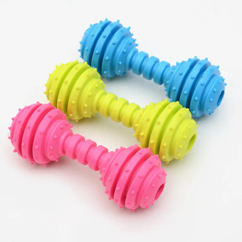 

Dog Biting Toys Chewing TPR Pet Rubber Biting Toys Barbell Pet Products Dog Accessories Puppy Supplies