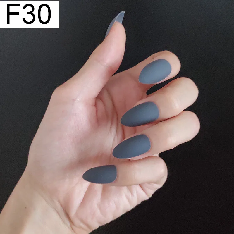 F30 Stiletto x 1PC 24 шт./компл. стилет балерина гроб круглый овальной формы с полным покрытием матовая накладные ногти для ног, мягкая на ощупь, накладные ногти искусственные ногти Нейл Арта, набор - Цвет: F30 Stiletto x 1PC