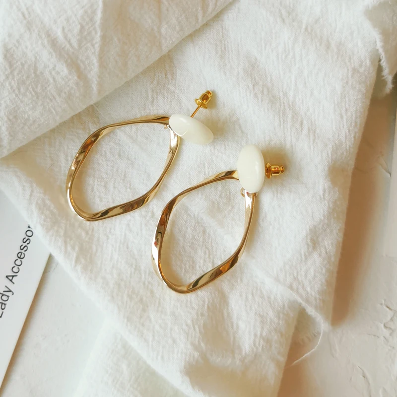 Irregular geometrical shape fashion street snap stud earrings aesthetic creative fashion earrings fashion accessories - Окраска металла: Золотой цвет